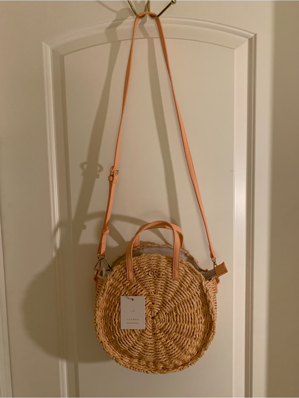 LC Lauren Conrad Round Woven Crossbody Bag w/Detachable Strap & Handles!! NWT!!